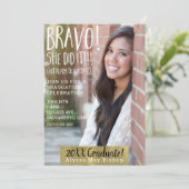 Bravo Sie hat es Magazine Picture Foto Abschluss Einladung (Stehend Vorderseite)