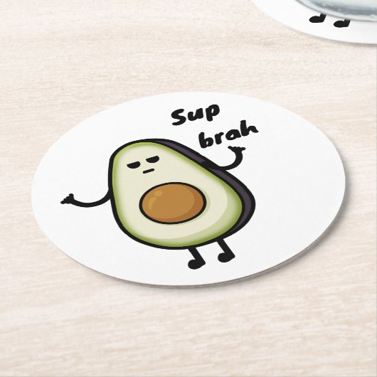 Bravocado Runder Pappuntersetzer (Angewinkelt)