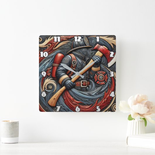 Bravour durch Feuer und Kunst Quadratische Wanduhr (Zuhause)