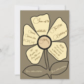 Brawn 60. Geburtstag Simple Doodle Blume Einladung (Vorderseite)