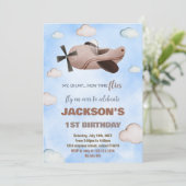 Brawn Airplane Einladungen zum Geburtstag (Stehend Vorderseite)