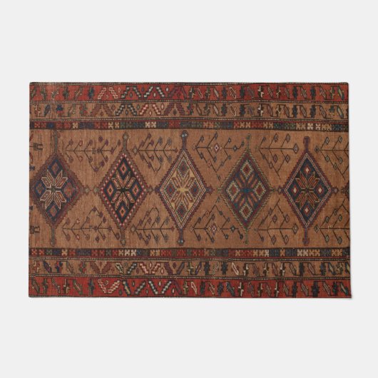 Brawn Antique Persian Rug Geometric Shapes Design  Fußmatte (Vorderseite)