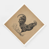 Brawn Antique Rooster Illustration Hühnerart Serviette (Ecke)