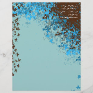 Brawn & Aqua Blue Blätter Letterhead