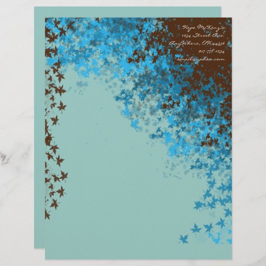 Brawn & Aqua Blue Blätter Letterhead (Vorne/Hinten)
