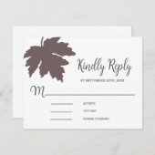 Brawn Autum Maple Leaf Wedding RSVP Card (Vorne/Hinten)