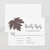 Brawn Autum Maple Leaf Wedding RSVP Card Karte (Vorne/Hinten)