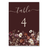 Brawn Autumn Wildblume Meadow Wedding Tischnummer (Vorderseite)