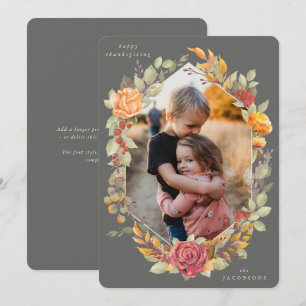 Brawn Autumnal Florals Erntedank Fotokarte Feiertagskarte