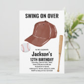 Brawn Baseball Geburtstagseinladungen Einladung (Stehend Vorderseite)