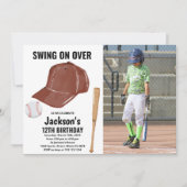 Brawn Baseball Geburtstagseinladungen mit Foto Einladung (Vorderseite)