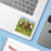 Brawn Bay Appaloosa Pferde im Sommer Weide Aufkleber (Laptop mit iPhone)