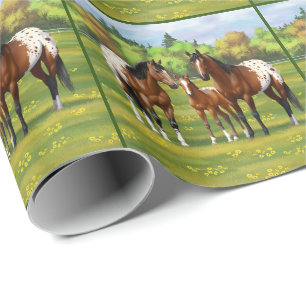 Brawn Bay Appaloosa Pferde im Sommer Weide Geschenkpapier
