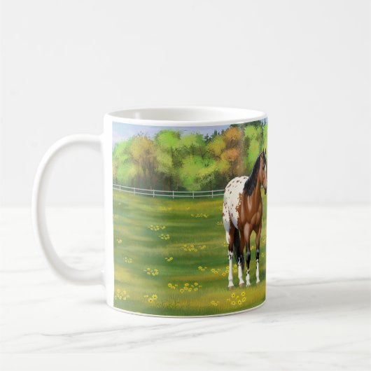 Brawn Bay Appaloosa Pferde im Sommer Weide Kaffeetasse (Links)