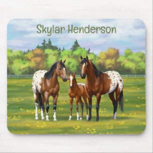 Brawn Bay Appaloosa Pferde im Sommer Weide Mousepad
