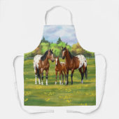 Brawn Bay Appaloosa Pferde im Sommer Weide Schürze (Vorderseite)