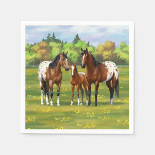 Brawn Bay Appaloosa Pferde im Sommer Weide Serviette