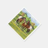 Brawn Bay Appaloosa Pferde im Sommer Weide Serviette (Ecke)
