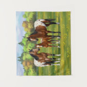 Brawn Bay Appaloosa Pferde im Sommer Weide Wandteppich (Vorderseite)