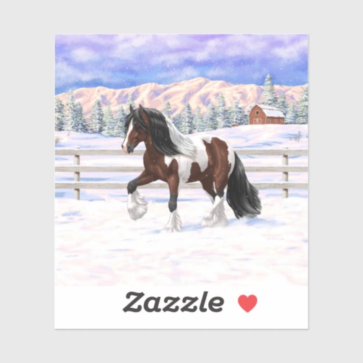 Brawn Bay Pinto Sinti und Roma Vanner Pferdefüsse  Aufkleber (Blatt)