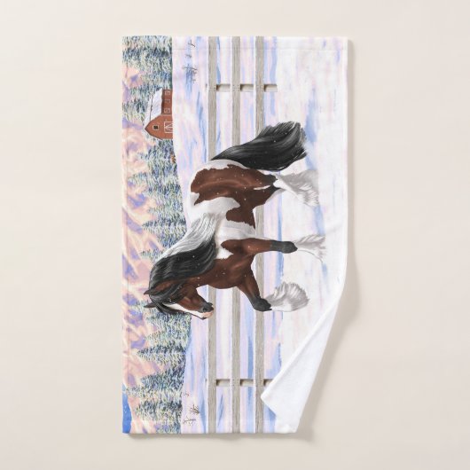 Brawn Bay Pinto Sinti und Roma Vanner Pferdefüsse  Badhandtuch Set (Handtuch)