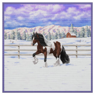 Brawn Bay Pinto Sinti und Roma Vanner Pferdefüsse  Stoff