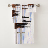 Brawn Bay Quarter Pferde im Schnee Badhandtuch Set (Insitu)