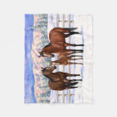 Brawn Bay Quarter Pferde im Schnee Fleecedecke (Vorderseite)