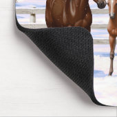 Brawn Bay Quarter Pferde im Schnee Mousepad (Ecke)