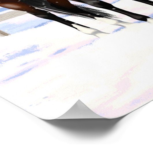 Brawn Bay Quarter Pferde im Schnee Poster (Ecke)