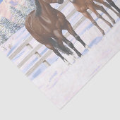 Brawn Bay Quarter Pferde im Schnee Seidenpapier (Ausschnitt)