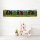 Brawn Bay Quarter Pferde im Sommer Weide Banner (Insitu)