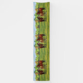 Brawn Bay Quarter Pferde im Sommer Weide Banner (Vertikal)