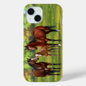 Brawn Bay Quarter Pferde im Sommer Weide Case-Mate iPhone Hülle (Rückseite)