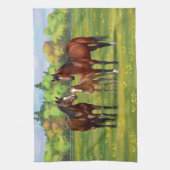 Brawn Bay Quarter Pferde im Sommer Weide Geschirrtuch (Vertikal)