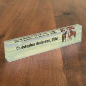 Brawn Bay Quarter Pferde im Sommer Weide Namensplakette (Seite)