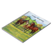 Brawn Bay Quarter Pferde im Sommer Weide Notizblock (Linke Seite)