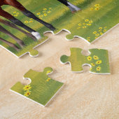 Brawn Bay Quarter Pferde im Sommer Weide Puzzle (Seite)