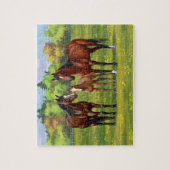 Brawn Bay Quarter Pferde im Sommer Weide Puzzle (Vertikal)