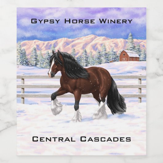 Brawn Bay Sinti und Roma Vanner Pferdefüsse im Sch Weinetikett (Einzelnes Label)