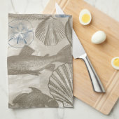 Brawn Beach Blue Muscheln Geschirrtuch (Viertel Falte)