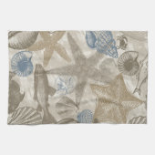 Brawn Beach Blue Muscheln Geschirrtuch (Horizontal)