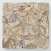 Brawn Beach Blue Muscheln Steinuntersetzer (Vorderseite)