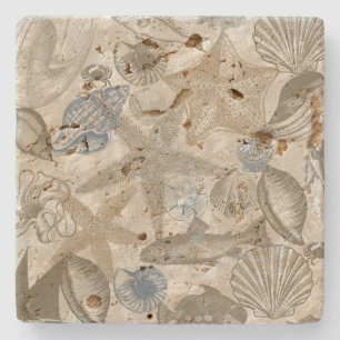 Brawn Beach Blue Muscheln Steinuntersetzer