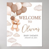 Brawn Bear Ballon Bearly Wait Baby Dusche Willkomm Poster (Vorne)