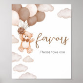 Brawn Bear Balloon Bearly Wait Baby Shower Favorit Poster (Vorne)