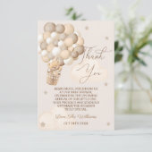 Brawn Bear Balloons Bearly Wait Baby Dusche Dankeskarte (Stehend Vorderseite)