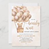 Brawn Bear Hot Air Ballon Babydusche Einladung (Vorderseite)