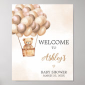 Brawn Bear Hot Air Ballon Babydusche Willkommen Poster (Vorne)