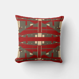 Brawn Beige Rotes Mittelmeer Symmetrisches Motiv Kissen